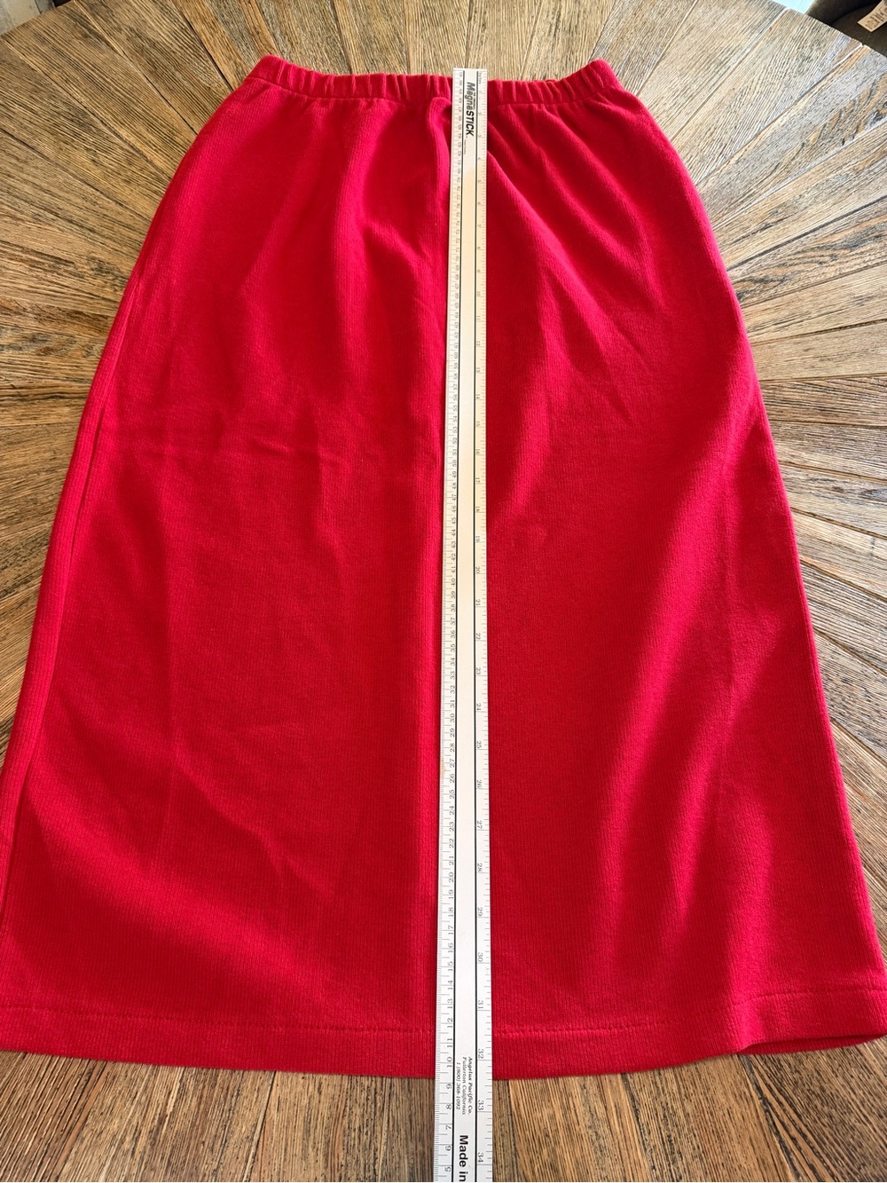 Vintage Gabrielle Red Cotton Sweater Knit Column Skirt L Made USA 1990’s - Picture 5 of 10